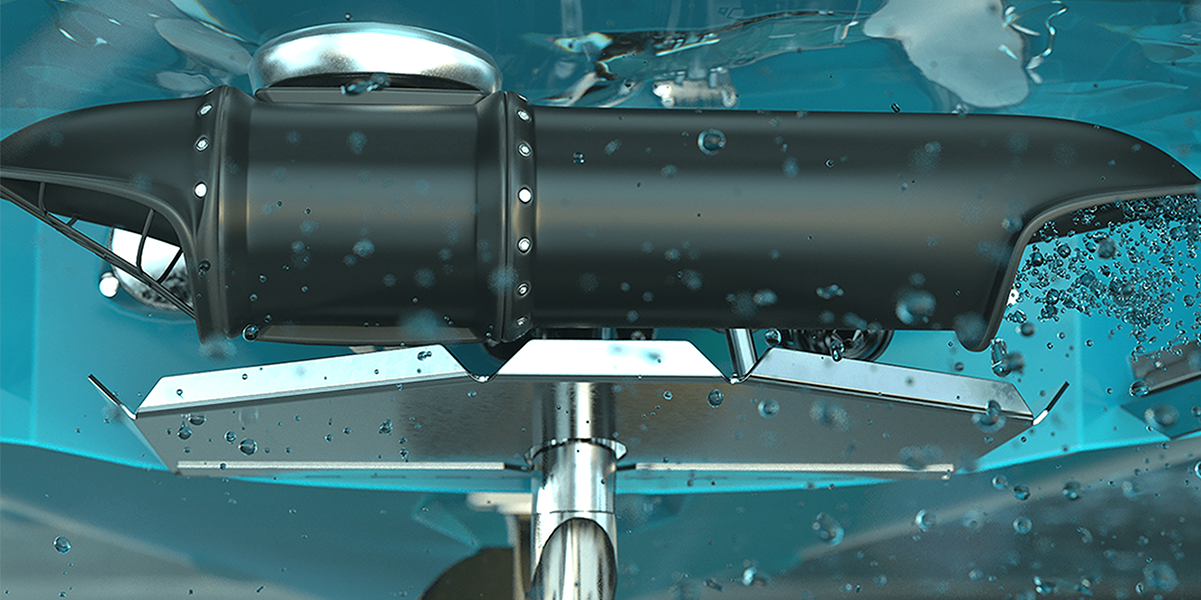 Animated image of stern thruster under water
